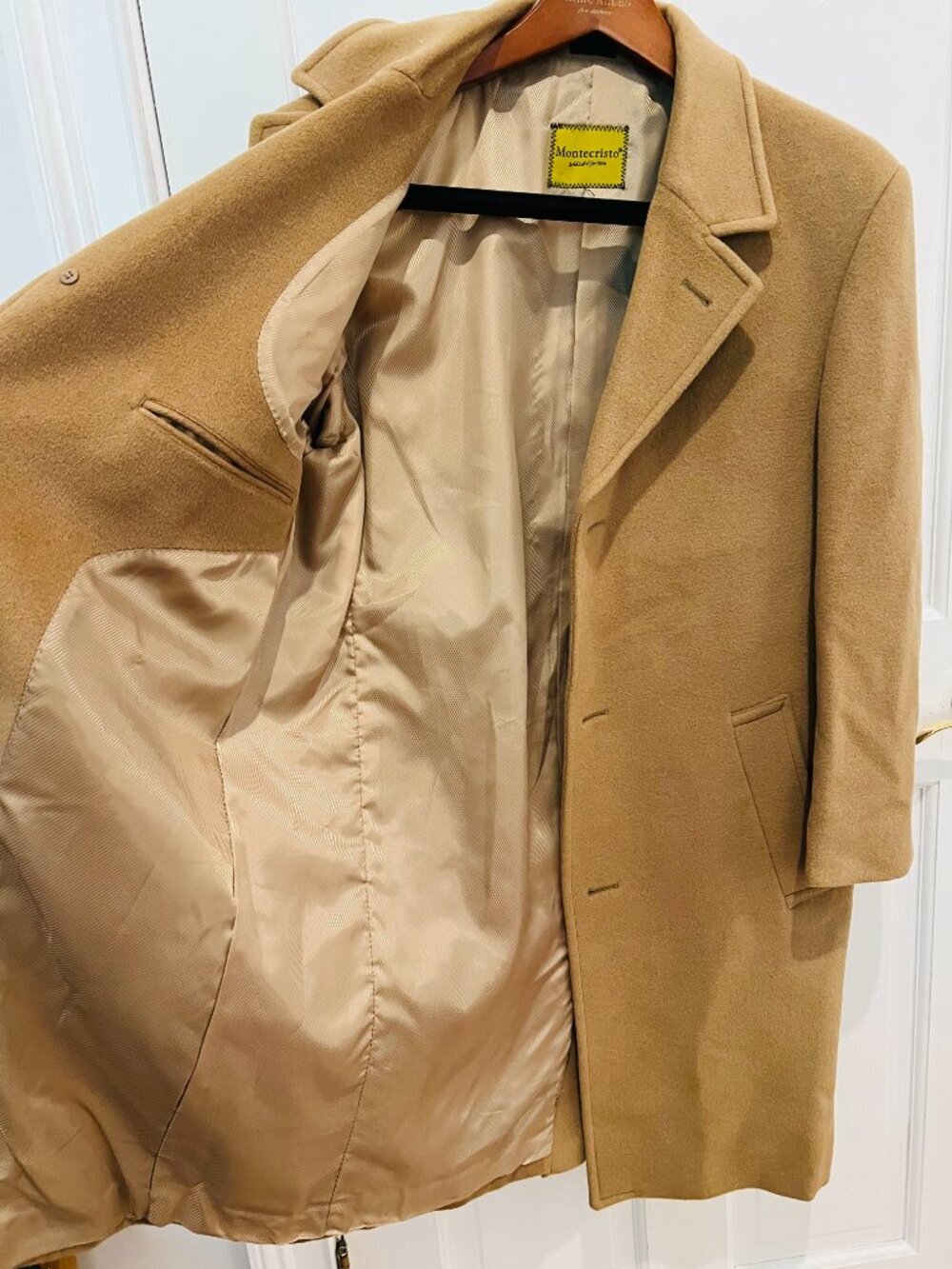 Vintage Montecristo Camel Wool Cashmere Blend Overcoat Coat Jacket Size 40 R - Picture 8 of 16